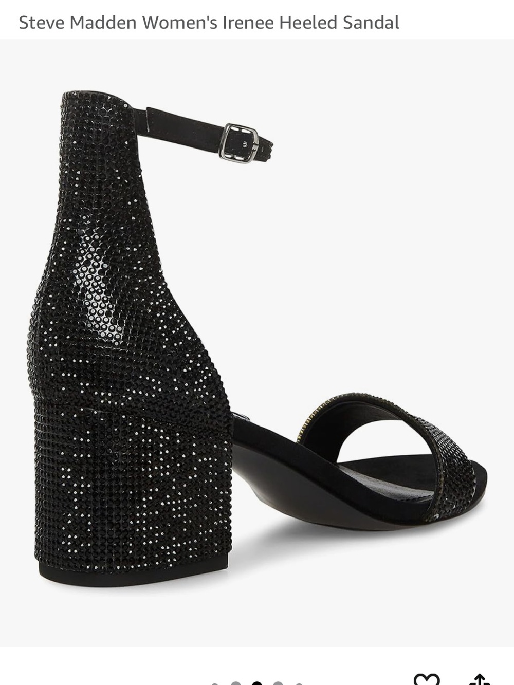Steve Madden Black Irenee Crystal Block Heel Sandal